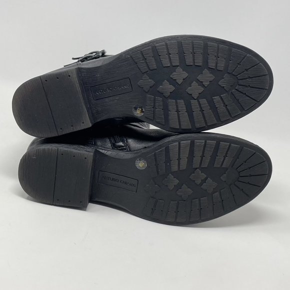 Arturo Chiang Womens Black Leather Side Zip Motocross Style Boot Size 7.5 - Picture 7 of 11